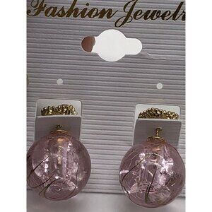 Fashion Jewelry Womens Pink Double Stud Earrings With Crystal Gem‎ Accents